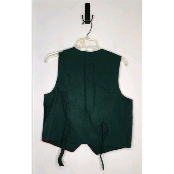 Gallagher Size Medium Wool Blend Forest Green Christmas Vest Embroidered Winter - Picture 2 of 6